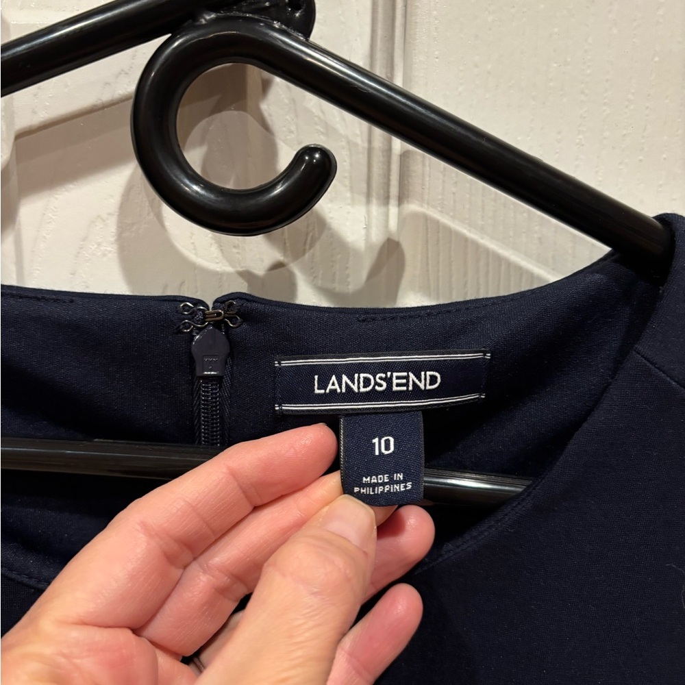 Lands' End Classic Navy Fitted Midi Dress Size 10 - Picture 3 of 8